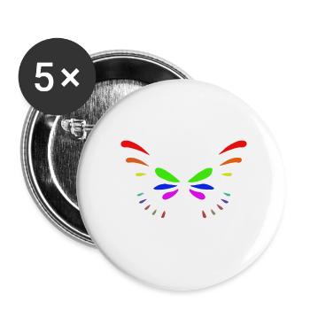 butterfly schmetterling - Buttons klein 25 mm (5er Pack) - Weiß - Vorne