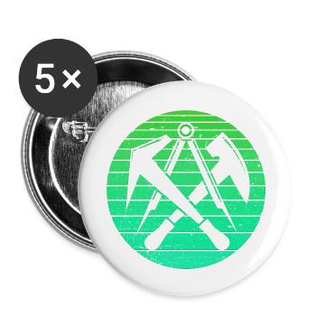 Retro vintage roofer artisan green - Buttons small 1''/25 mm (5-pack) - white - Front