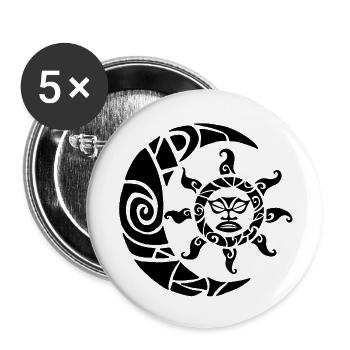 Mond, Sonne und Natur (schwarz) - Buttons klein 25 mm (5er Pack) - Weiß - Vorne