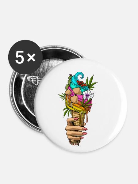 Psychedelisches Eis - Buttons klein 25 mm (5er Pack) - Weiß