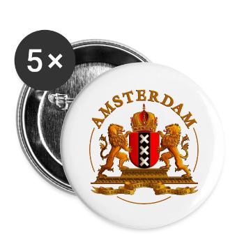 Amsterdam coat of arms - Buttons small 1''/25 mm (5-pack) - white - Front