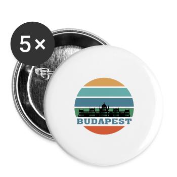 Wahrzeichen der Stadt Budapest Skyline Ungarn - Buttons klein 25 mm (5er Pack) - Weiß - Vorne