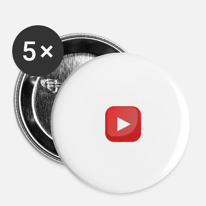 Youtube Botton - Buttons klein 25 mm (5er Pack) - Weiß