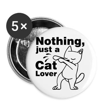 Amant de chat / amoureux de chat - Lot de 5 petits badges (25 mm) - blanc - Devant