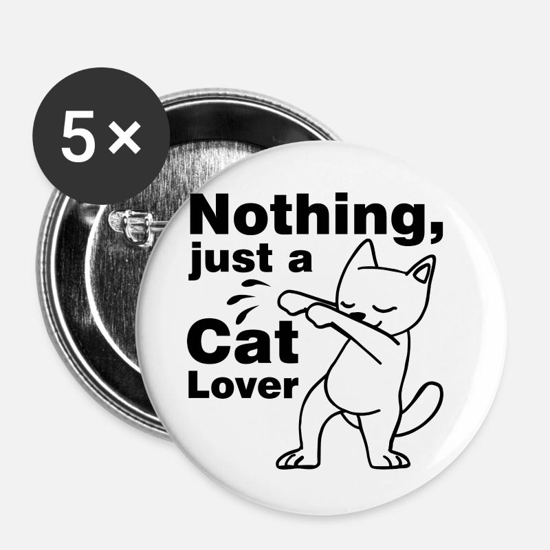 Amant de chat / amoureux de chat - Lot de 5 petits badges (25 mm) - blanc