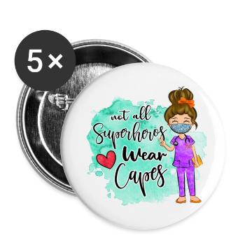 Nurse lover gifts, nurse quote watercolor - Buttons small 1''/25 mm (5-pack) - white - Front