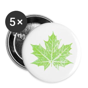 Ahornblatt - GRÜN - Natur / Wald Design - Buttons klein 25 mm (5er Pack) - Weiß - Vorne