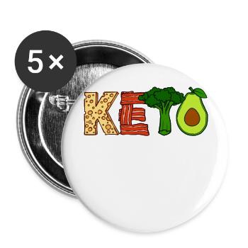 Alimentation saine Ketogen Vegetarian Vegan - Lot de 5 petits badges (25 mm) - blanc - Devant