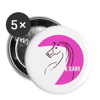 Pinkes Linienpferd mit Care-Band - Buttons klein 25 mm (5er Pack) - Weiß - Vorne