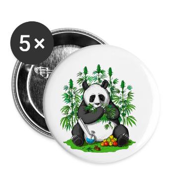 Panda Hippie Weed - Buttons small 1''/25 mm (5-pack) - white - Front