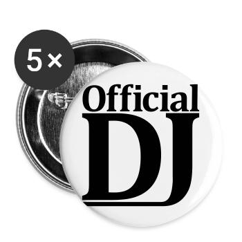 Text Official DJ - Buttons small 1''/25 mm (5-pack) - white - Front