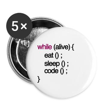 while alive code Informatiker programming coding - Buttons klein 25 mm (5er Pack) - Weiß - Vorne