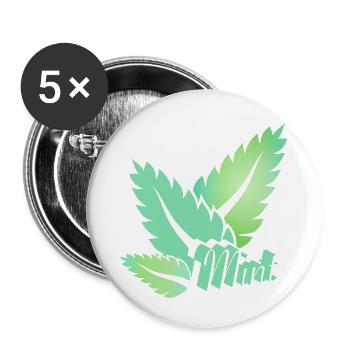 stylized green mint leaves with typography - Buttons small 1''/25 mm (5-pack) - white - Front