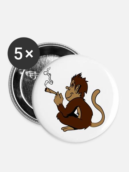 affe Weed Hanf - Buttons klein 25 mm (5er Pack) - Weiß
