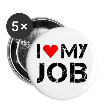 I love my job! - Buttons small 1''/25 mm (5-pack) - white - Front