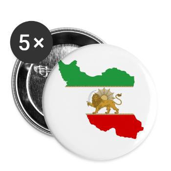 Iranische Flagge Löwe und Sonne - شیر خورشید پرچم - Buttons klein 25 mm (5er Pack) - Weiß - Vorne