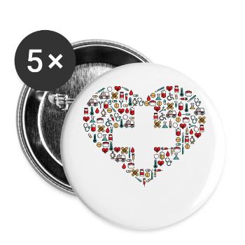 First Aid Medicine Nurse Doctor Doctor - Buttons small 1''/25 mm (5-pack) - white - Front
