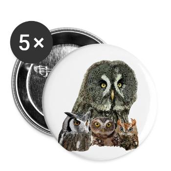 Eulen - Buttons klein 25 mm (5er Pack) - Weiß - Vorne