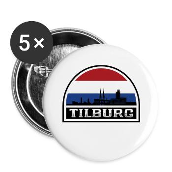 Tilburg Pays-Bas Skyline Silhouette Drapeau Néerlandais - Lot de 5 petits badges (25 mm) - blanc - Devant