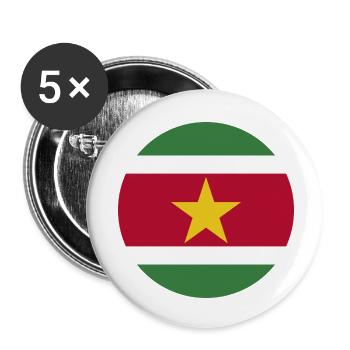 round sticker flag of Suriname Aufkleber gift idea - Buttons small 1''/25 mm (5-pack) - white - Front