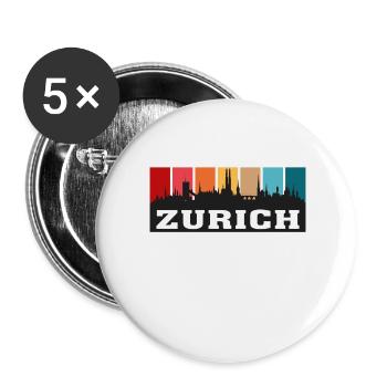 Zurich Suisse Voyage Souvenir Sur Les Toits De La Ville - Lot de 5 petits badges (25 mm) - blanc - Devant