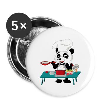 Panda Cuisinier - Lot de 5 petits badges (25 mm) - blanc - Devant