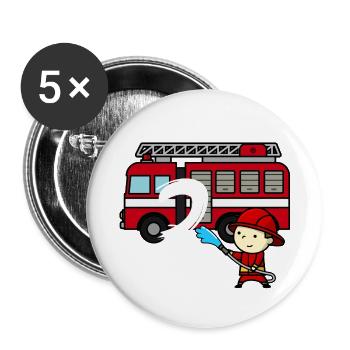 Geburtstag Kleinkind 3 Jahre Feuerwehr - Buttons klein 25 mm (5er Pack) - Weiß - Vorne