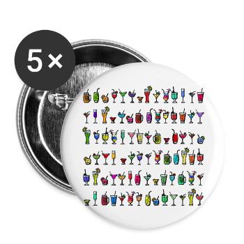 Cocktail Longdrink Saufen Party Alkohol Abfeiern - Buttons klein 25 mm (5er Pack) - Weiß - Vorne