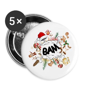 funny comic bubble - stressor Christmas time - Buttons small 1''/25 mm (5-pack) - white - Front