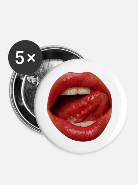Mundmädchen - Buttons klein 25 mm (5er Pack) - Weiß