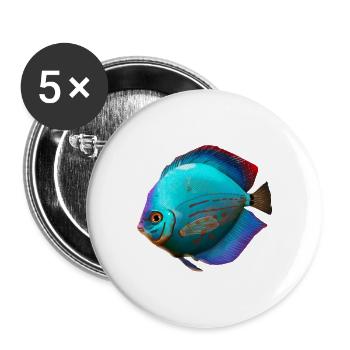 Diskusfisch Buntbarsch Aquarianer Aquaristik Fisch - Buttons klein 25 mm (5er Pack) - Weiß - Vorne