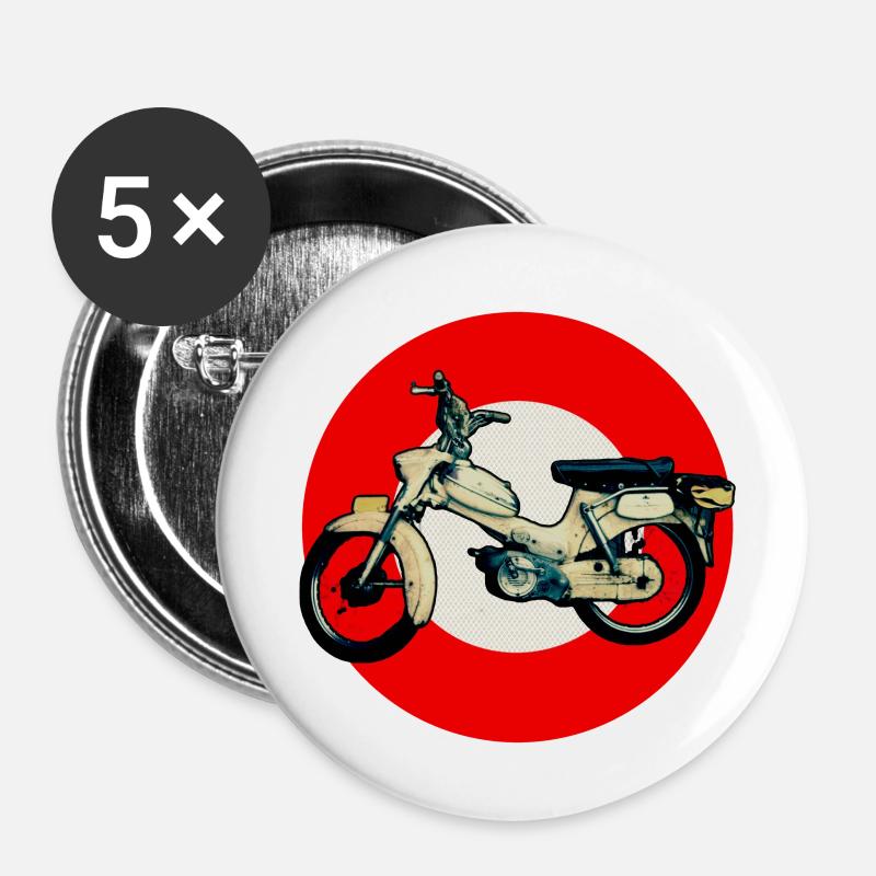 Cyclomoteurs Snap - Lot de 5 petits badges (25 mm) - blanc