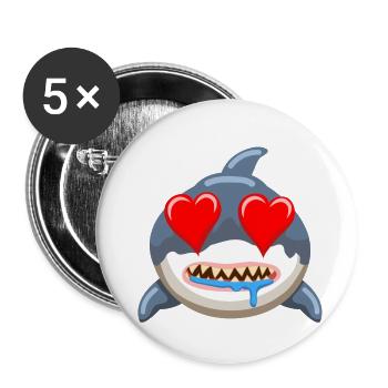 Funny Shark Whale Emoticon Anime Cartoon - Buttons small 1''/25 mm (5-pack) - white - Front