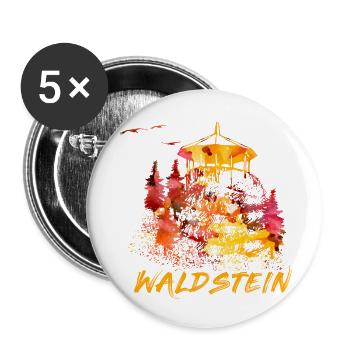 Watercolor Waldstein Fichtelgebirge Fichtelhills - Buttons small 1''/25 mm (5-pack) - white - Front