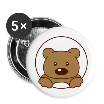 Kleiner Teddy Bär - Buttons klein 25 mm (5er Pack) - Weiß - Vorne