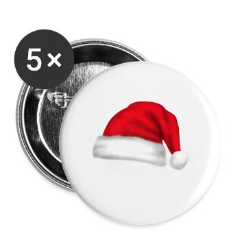chapeau de père Noël - Lot de 5 petits badges (25 mm) - blanc - Devant