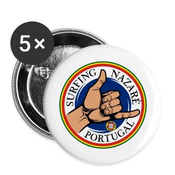 Surfing Nazaré Portugal - Lot de 5 petits badges (25 mm) - blanc - Devant