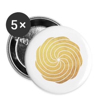 Gold luxury sun yoga energy meditation dynamic - Buttons small 1''/25 mm (5-pack) - white - Front