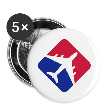Airplane red blue - Buttons small 1''/25 mm (5-pack) - white - Front