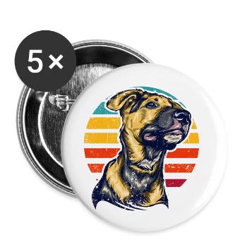 Portrait du Chien au coucher du soleil - Lot de 5 petits badges (25 mm) - blanc - Devant