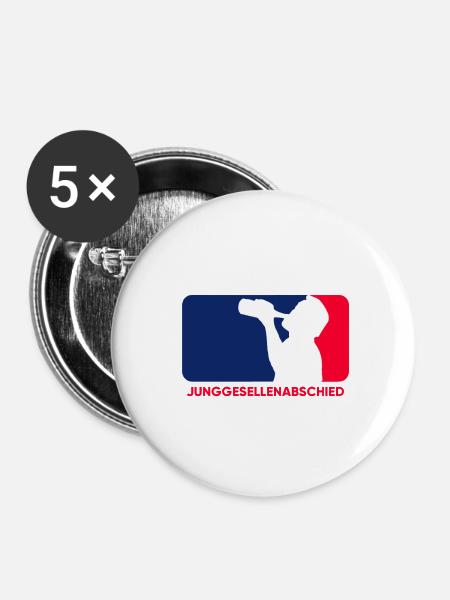 Junggesellenabschied Baseball-Style: MLB Logo - Buttons klein 25 mm (5er Pack) - Weiß