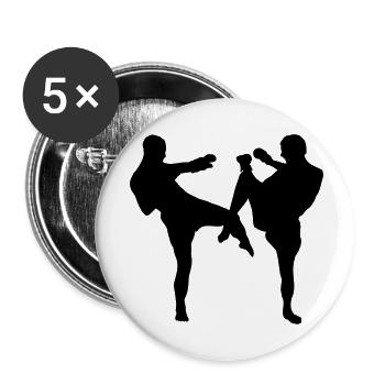 Boxe kickboxing - Lot de 5 petits badges (25 mm) - blanc - Devant