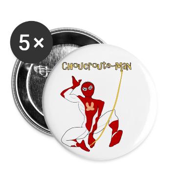 Alsace Choucroute man - Lot de 5 petits badges (25 mm) - blanc - Devant