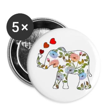 Elefant - Buttons klein 25 mm (5er Pack) - Weiß - Vorne