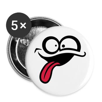 Crazy comic face - Buttons small 1''/25 mm (5-pack) - white - Front