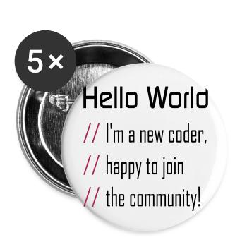 Hallo Welt, mein neuer Programmierer - Buttons klein 25 mm (5er Pack) - Weiß - Vorne