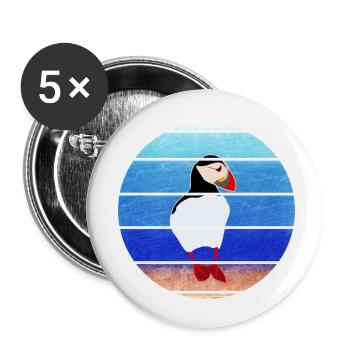 Puffins - Puffin - vintage - retro - Buttons small 1''/25 mm (5-pack) - white - Front