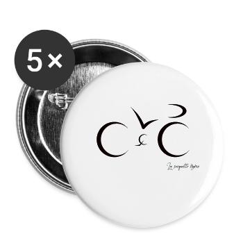 Black bike logo - Buttons small 1''/25 mm (5-pack) - white - Front