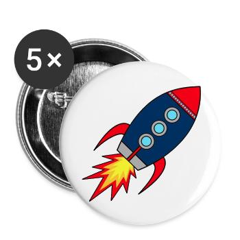 Rocket startup * spaceship * astronaut * stars - Buttons small 1''/25 mm (5-pack) - white - Front