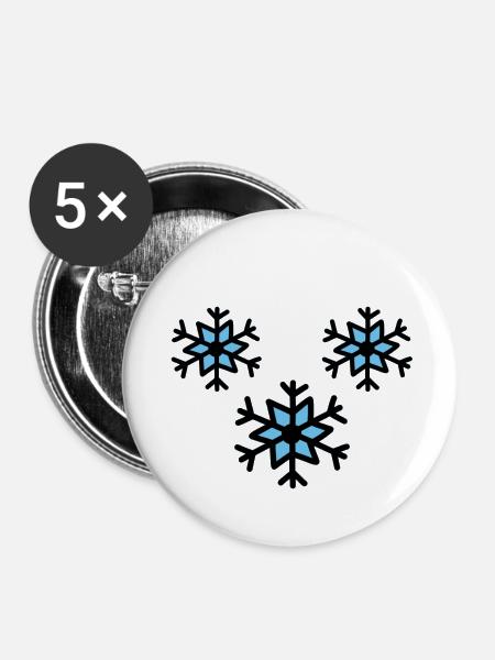 Schneeflocken - Schneeflocken zeichnen - Buttons klein 25 mm (5er Pack) - Weiß